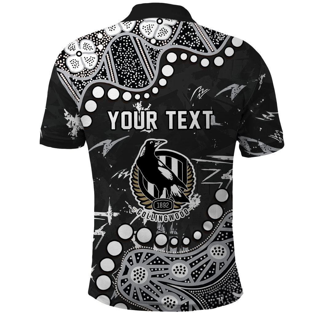 Personalized Collingwood Magpies Polo Shirt Aboriginal Pattern with Graffiti Style