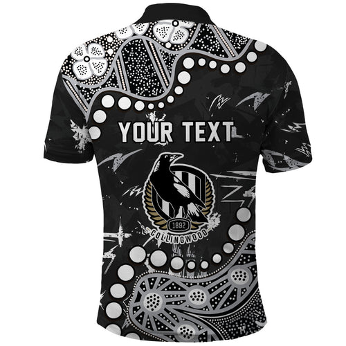 Personalized Collingwood Magpies Polo Shirt Aboriginal Pattern with Graffiti Style