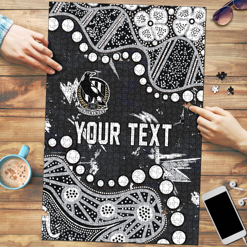 Personalized Collingwood Magpies Puzzle Aboriginal Pattern with Graffiti Style