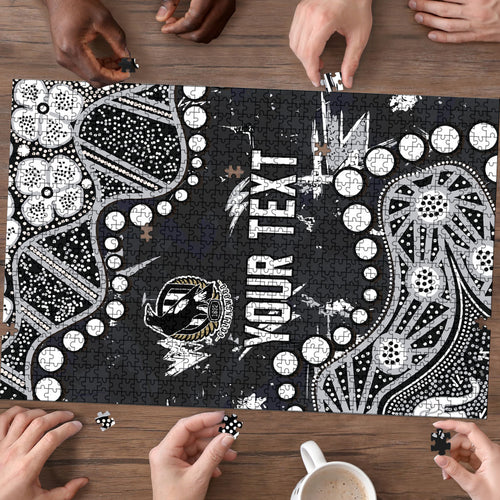 Personalized Collingwood Magpies Puzzle Aboriginal Pattern with Graffiti Style