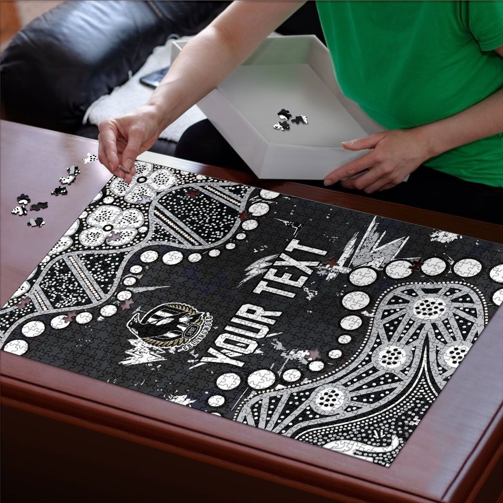 Personalized Collingwood Magpies Puzzle Aboriginal Pattern with Graffiti Style