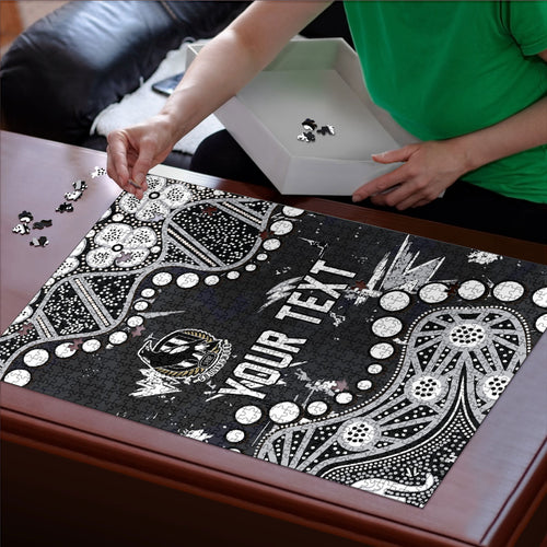 Personalized Collingwood Magpies Puzzle Aboriginal Pattern with Graffiti Style