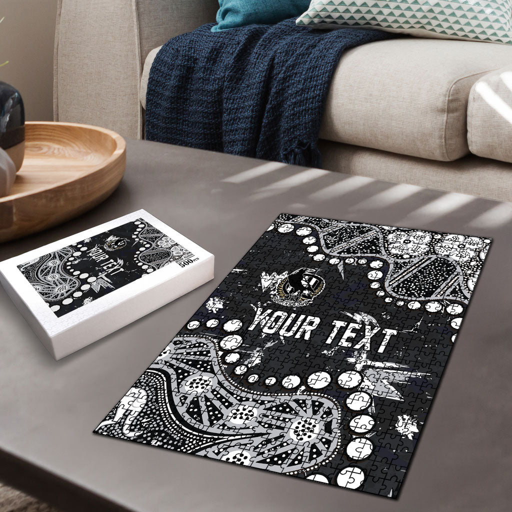 Personalized Collingwood Magpies Puzzle Aboriginal Pattern with Graffiti Style