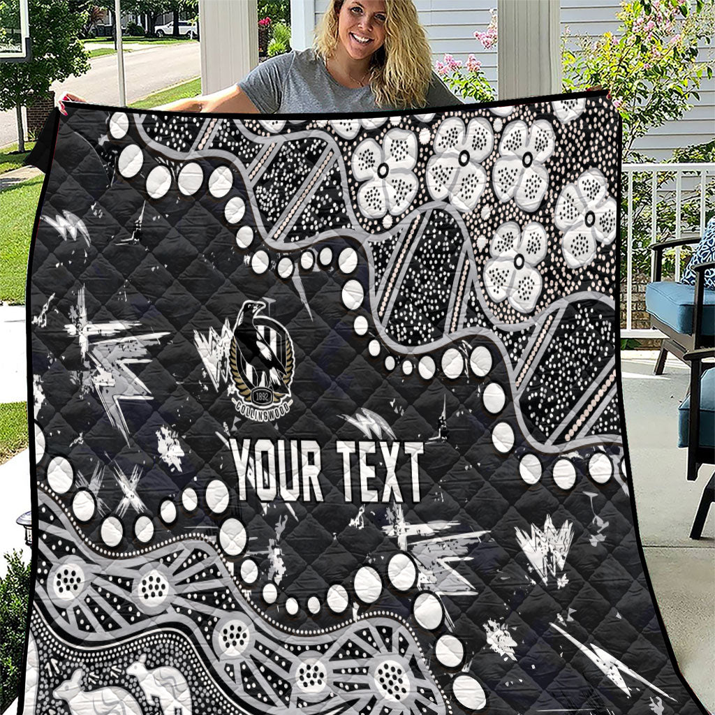Personalized Collingwood Magpies Quilt Aboriginal Pattern with Graffiti Style