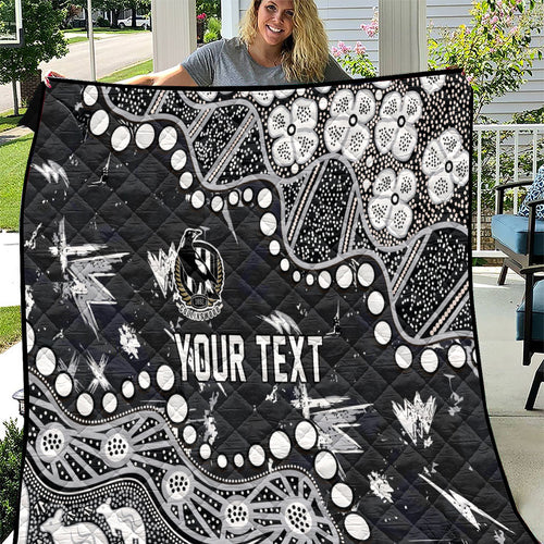 Personalized Collingwood Magpies Quilt Aboriginal Pattern with Graffiti Style