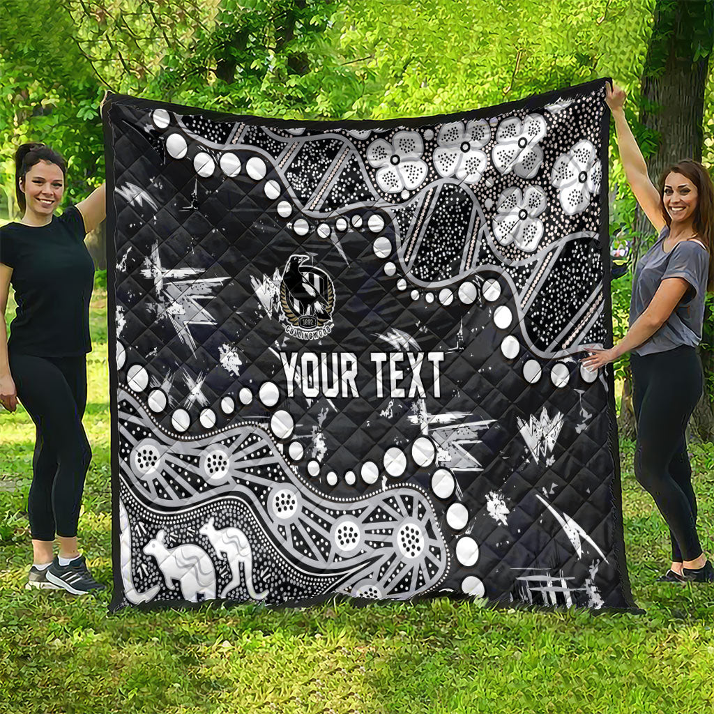 Personalized Collingwood Magpies Quilt Aboriginal Pattern with Graffiti Style
