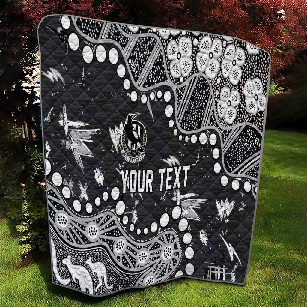 Personalized Collingwood Magpies Quilt Aboriginal Pattern with Graffiti Style