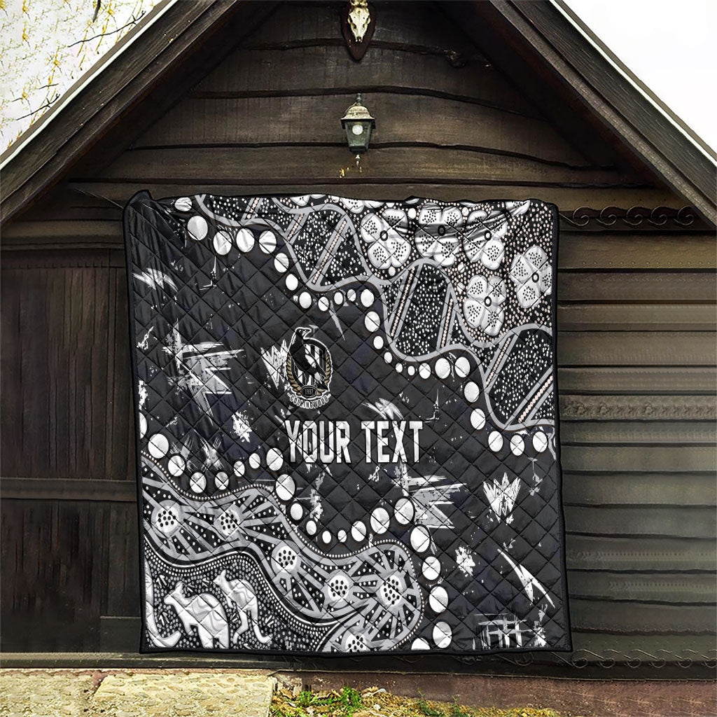 Personalized Collingwood Magpies Quilt Aboriginal Pattern with Graffiti Style