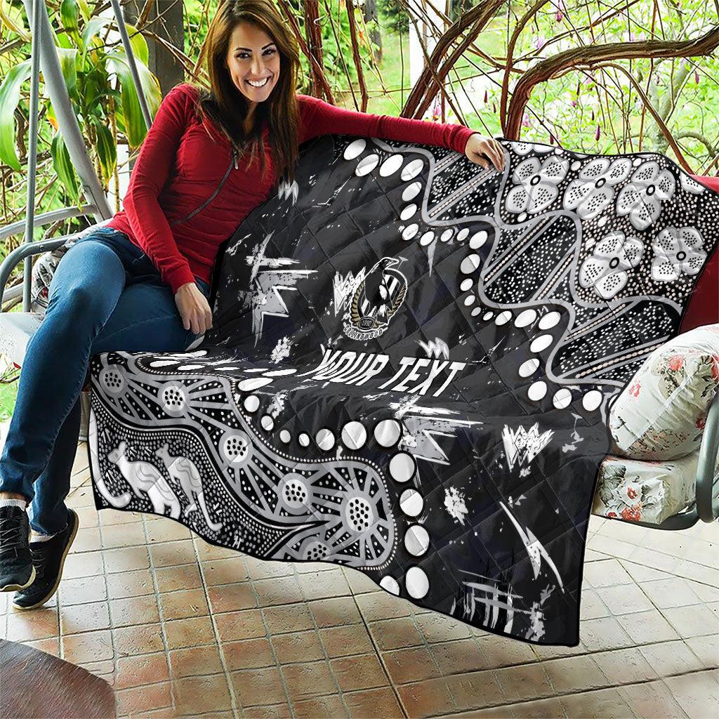 Personalized Collingwood Magpies Quilt Aboriginal Pattern with Graffiti Style