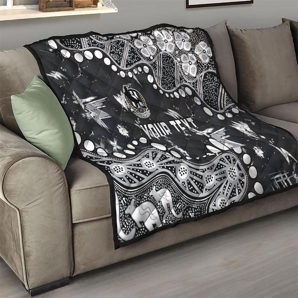 Personalized Collingwood Magpies Quilt Aboriginal Pattern with Graffiti Style