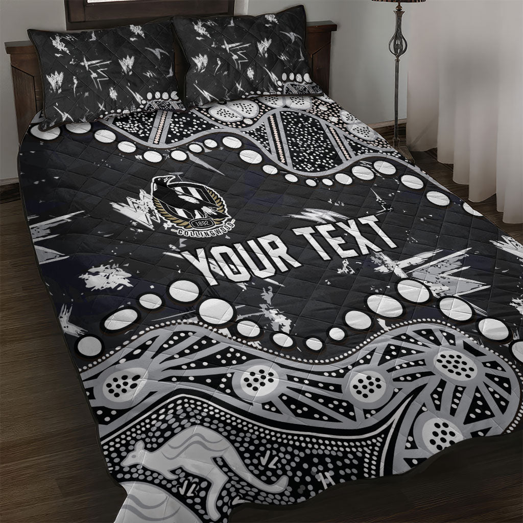 Personalized Collingwood Magpies Quilt Bed Set Aboriginal Pattern with Graffiti Style