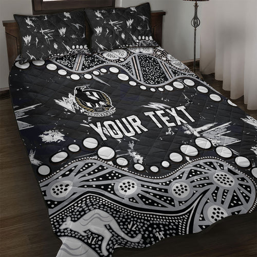Personalized Collingwood Magpies Quilt Bed Set Aboriginal Pattern with Graffiti Style