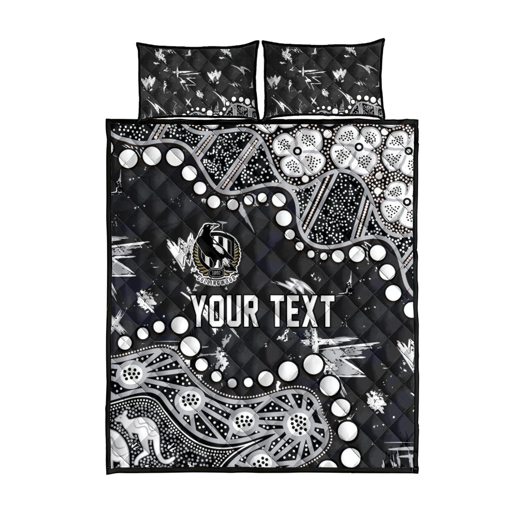 Personalized Collingwood Magpies Quilt Bed Set Aboriginal Pattern with Graffiti Style