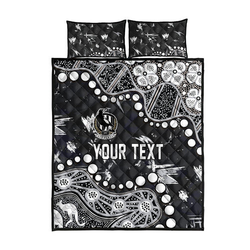 Personalized Collingwood Magpies Quilt Bed Set Aboriginal Pattern with Graffiti Style