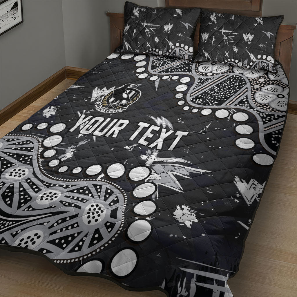 Personalized Collingwood Magpies Quilt Bed Set Aboriginal Pattern with Graffiti Style