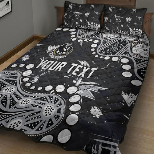 Personalized Collingwood Magpies Quilt Bed Set Aboriginal Pattern with Graffiti Style