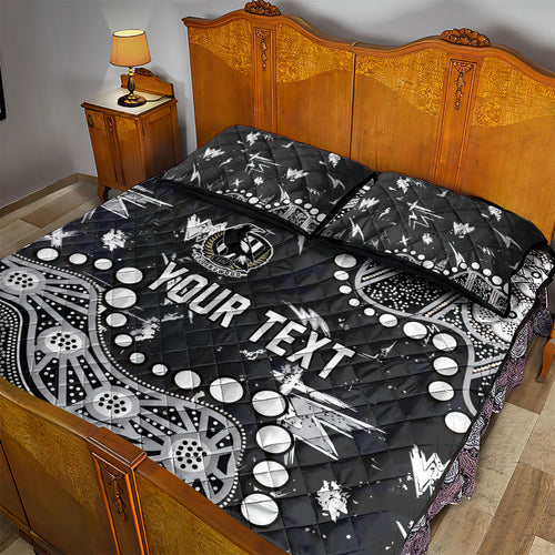 Personalized Collingwood Magpies Quilt Bed Set Aboriginal Pattern with Graffiti Style