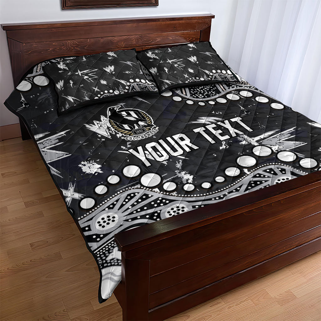 Personalized Collingwood Magpies Quilt Bed Set Aboriginal Pattern with Graffiti Style