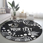 Personalized Collingwood Magpies Round Carpet Aboriginal Pattern with Graffiti Style