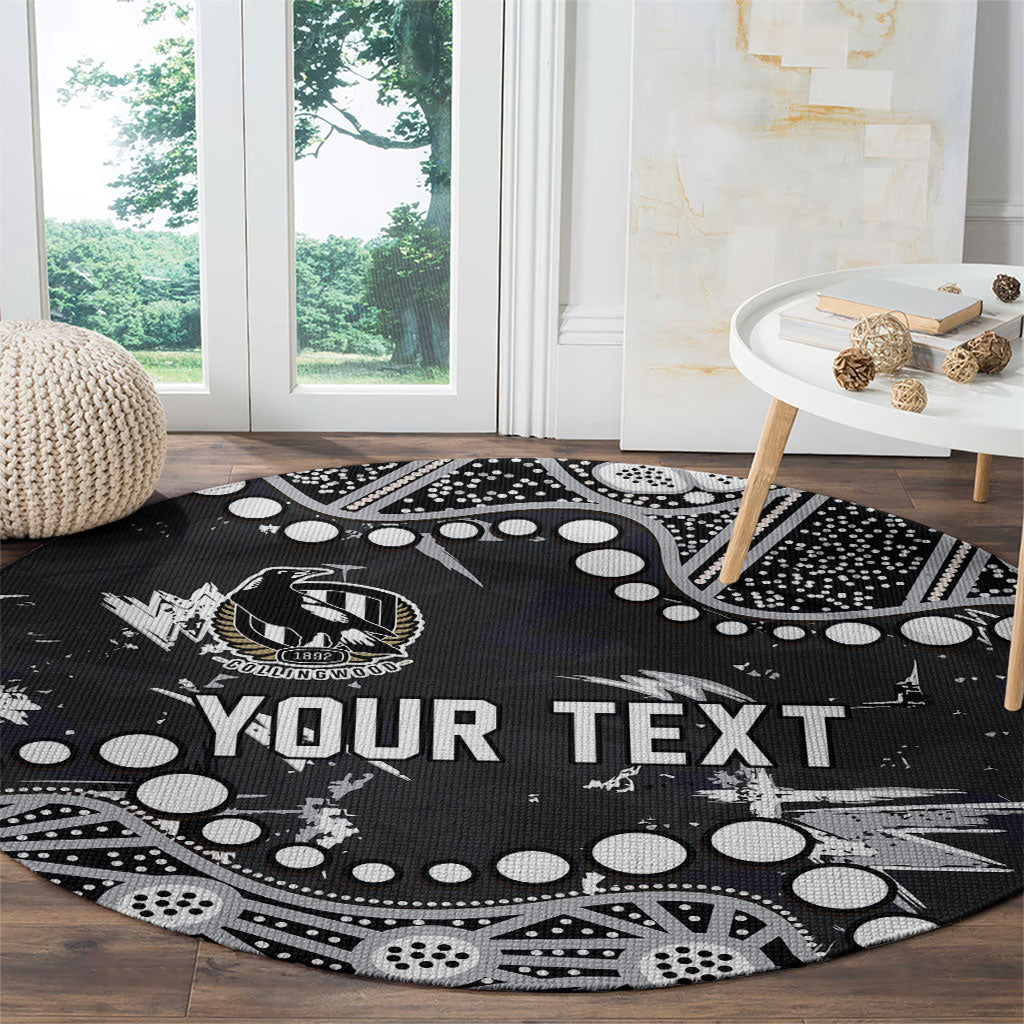 Personalized Collingwood Magpies Round Carpet Aboriginal Pattern with Graffiti Style