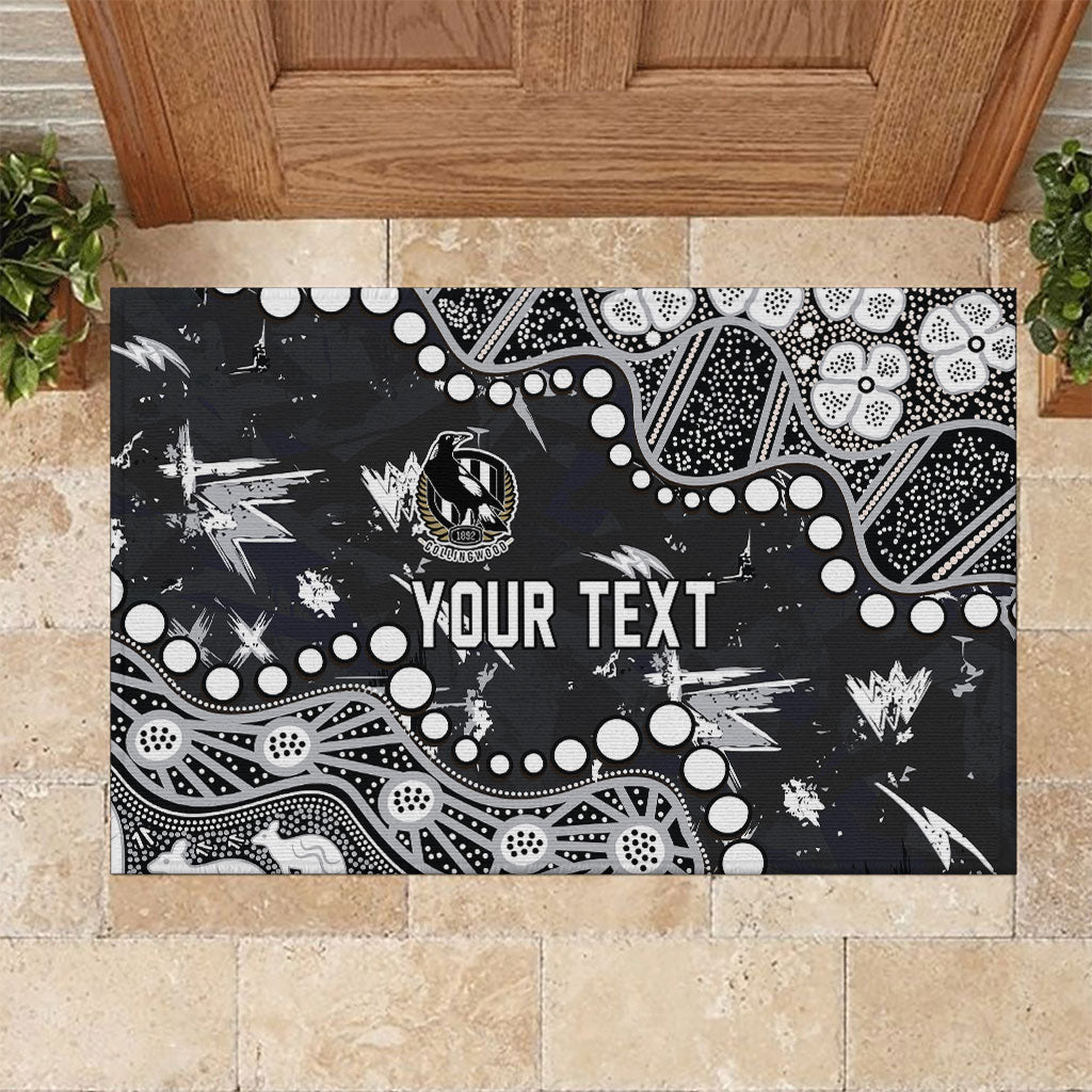 Personalized Collingwood Magpies Rubber Doormat Aboriginal Pattern with Graffiti Style