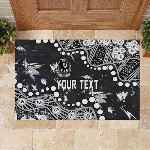 Personalized Collingwood Magpies Rubber Doormat Aboriginal Pattern with Graffiti Style