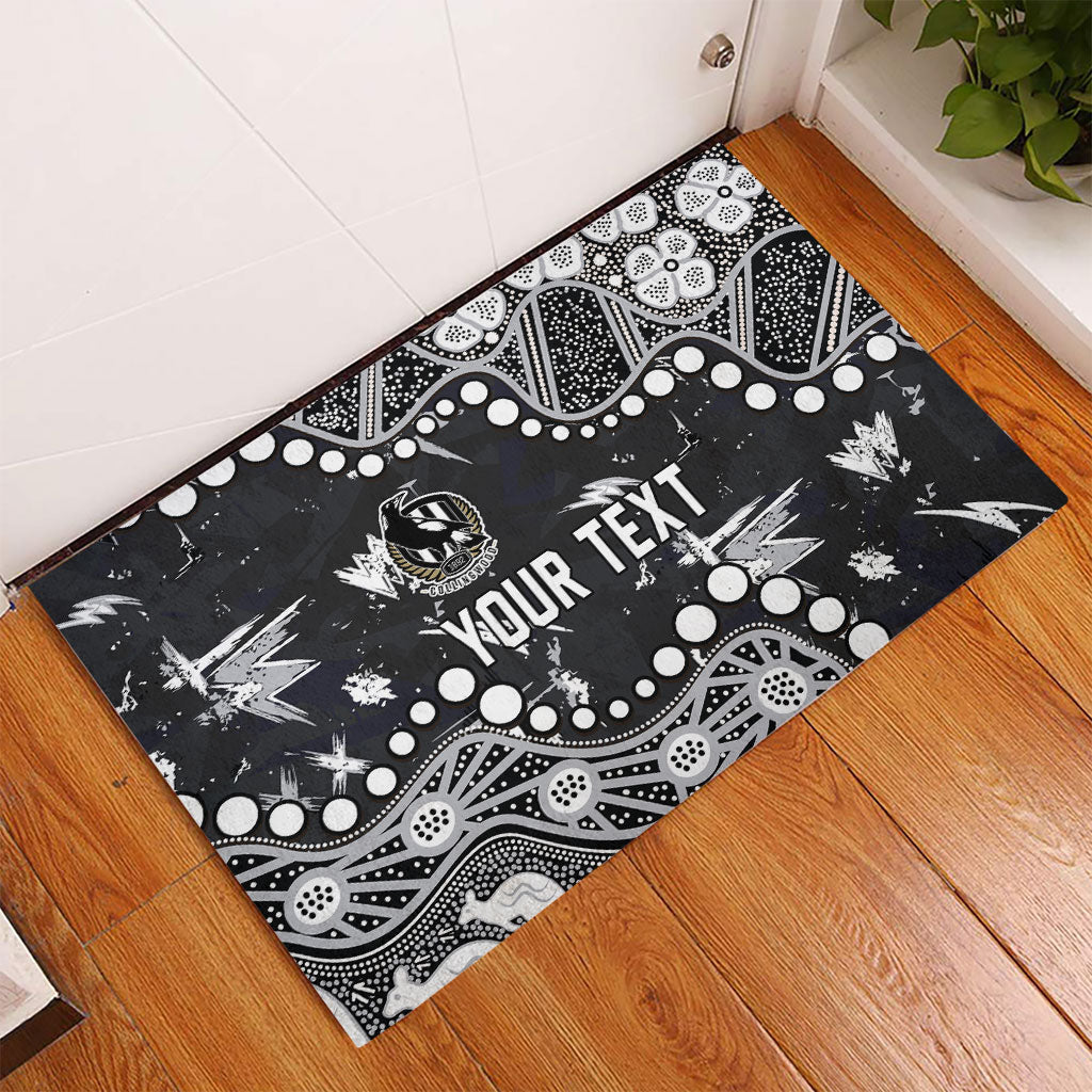 Personalized Collingwood Magpies Rubber Doormat Aboriginal Pattern with Graffiti Style