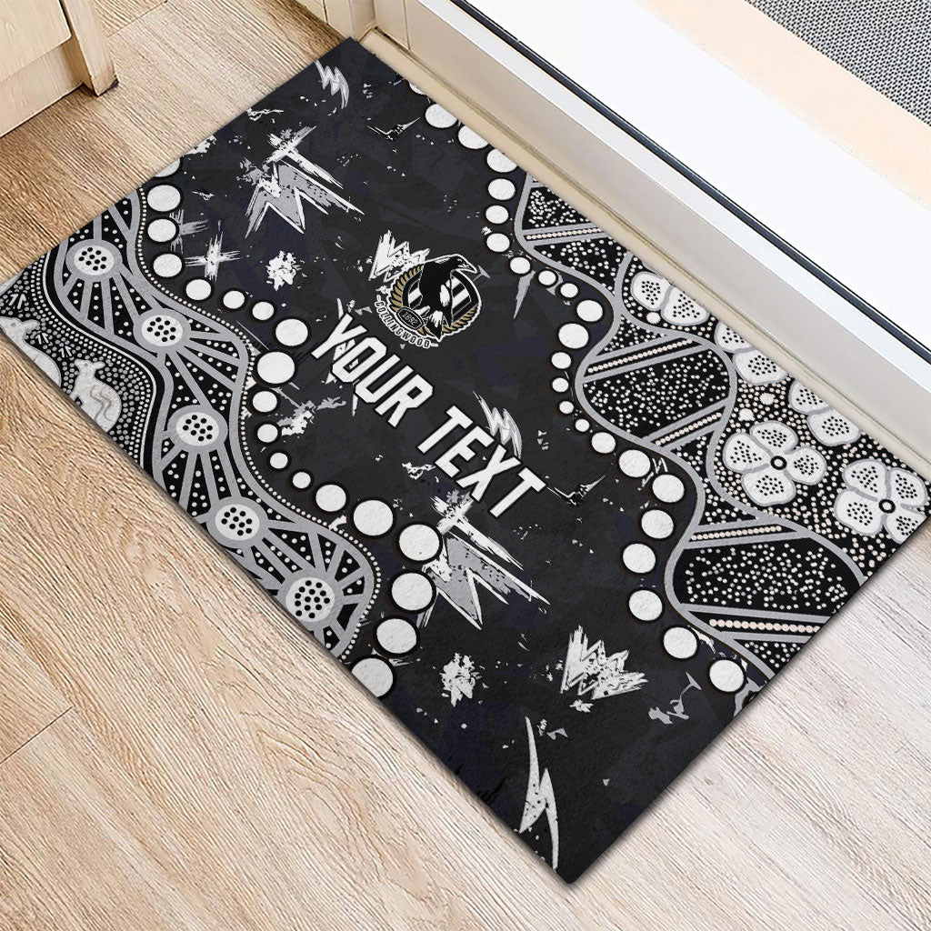 Personalized Collingwood Magpies Rubber Doormat Aboriginal Pattern with Graffiti Style