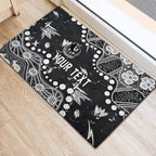 Personalized Collingwood Magpies Rubber Doormat Aboriginal Pattern with Graffiti Style