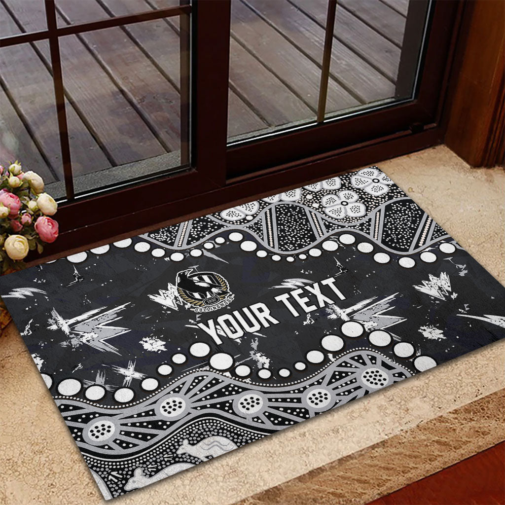 Personalized Collingwood Magpies Rubber Doormat Aboriginal Pattern with Graffiti Style