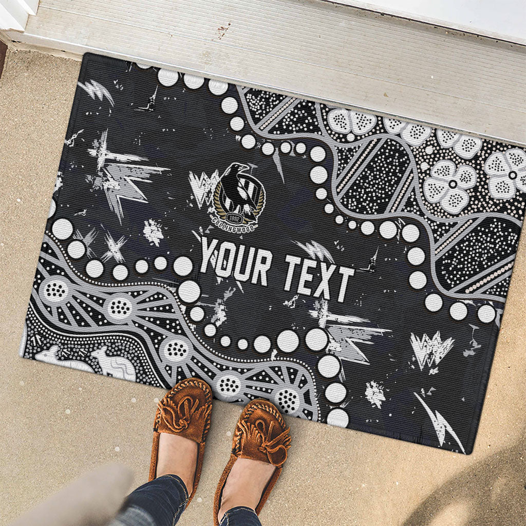 Personalized Collingwood Magpies Rubber Doormat Aboriginal Pattern with Graffiti Style