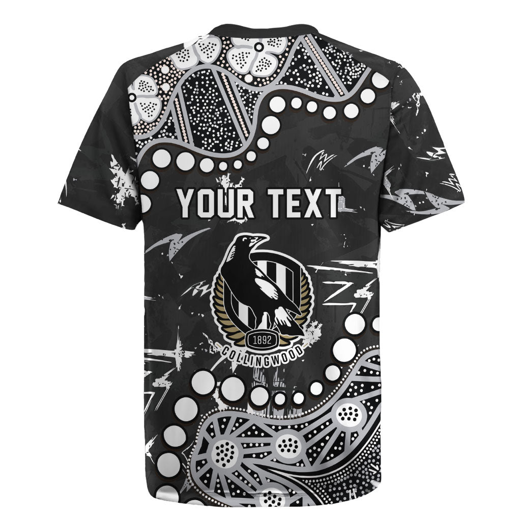 Personalized Collingwood Magpies Rugby Jersey Aboriginal Pattern with Graffiti Style