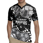 Personalized Collingwood Magpies Rugby Jersey Aboriginal Pattern with Graffiti Style
