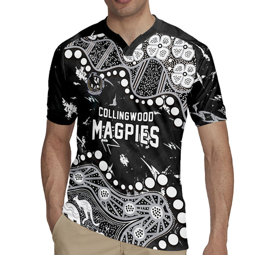 Personalized Collingwood Magpies Rugby Jersey Aboriginal Pattern with Graffiti Style