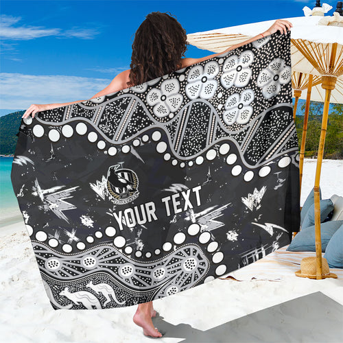 Personalized Collingwood Magpies Sarong Aboriginal Pattern with Graffiti Style