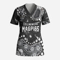 Personalized Collingwood Magpies Scrub Top Aboriginal Pattern with Graffiti Style