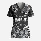 Personalized Collingwood Magpies Scrub Top Aboriginal Pattern with Graffiti Style