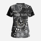 Personalized Collingwood Magpies Scrub Top Aboriginal Pattern with Graffiti Style