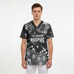Personalized Collingwood Magpies Scrub Top Aboriginal Pattern with Graffiti Style