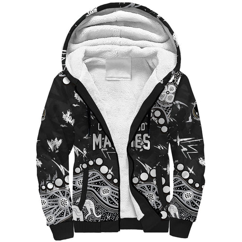 Personalized Collingwood Magpies Sherpa Hoodie Aboriginal Pattern with Graffiti Style