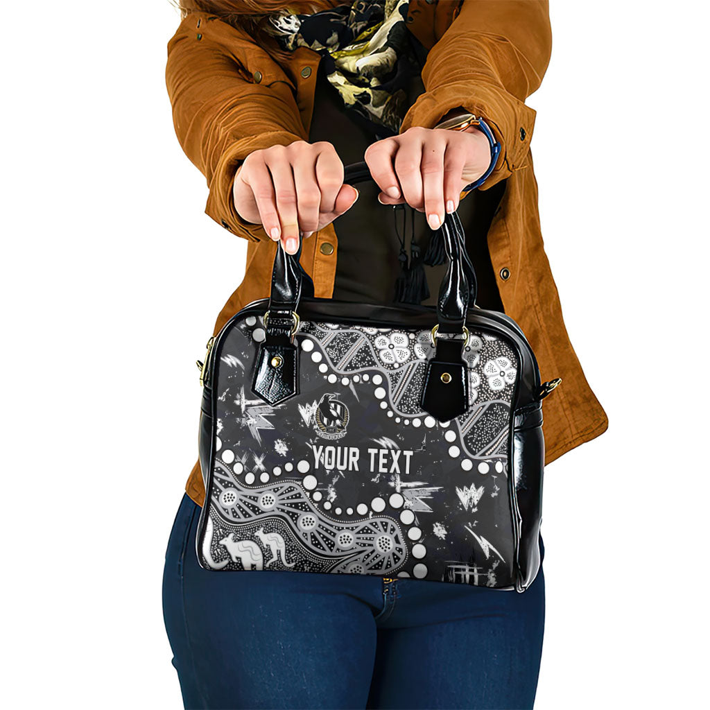 Personalized Collingwood Magpies Shoulder Handbag Aboriginal Pattern with Graffiti Style