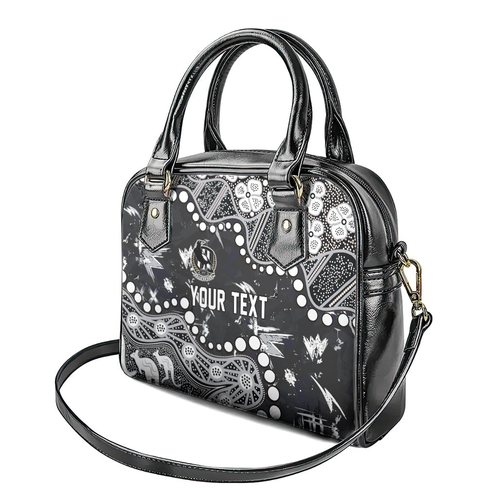 Personalized Collingwood Magpies Shoulder Handbag Aboriginal Pattern with Graffiti Style