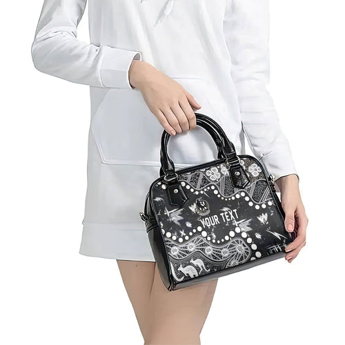 Personalized Collingwood Magpies Shoulder Handbag Aboriginal Pattern with Graffiti Style