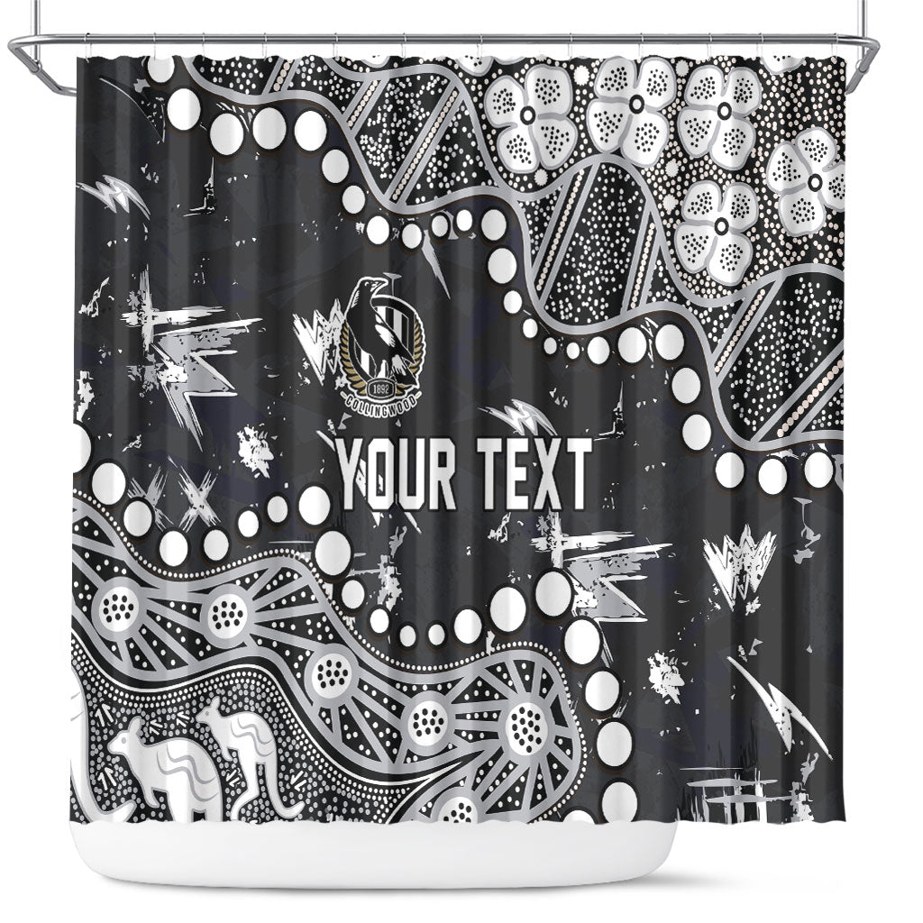 Personalized Collingwood Magpies Shower Curtain Aboriginal Pattern with Graffiti Style