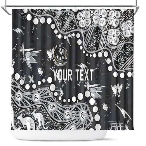 Personalized Collingwood Magpies Shower Curtain Aboriginal Pattern with Graffiti Style