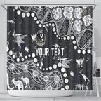 Personalized Collingwood Magpies Shower Curtain Aboriginal Pattern with Graffiti Style