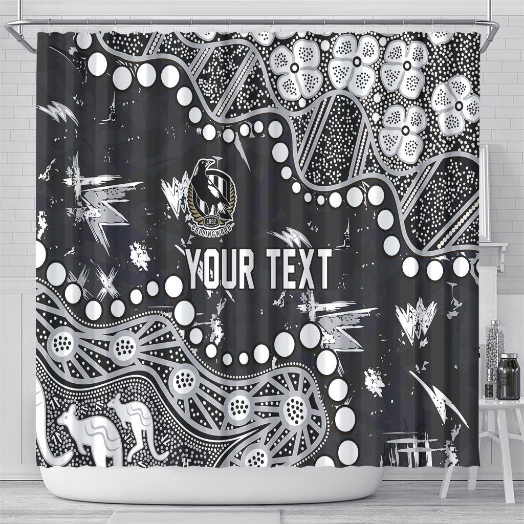 Personalized Collingwood Magpies Shower Curtain Aboriginal Pattern with Graffiti Style