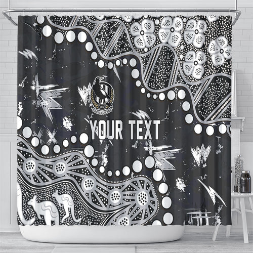 Personalized Collingwood Magpies Shower Curtain Aboriginal Pattern with Graffiti Style