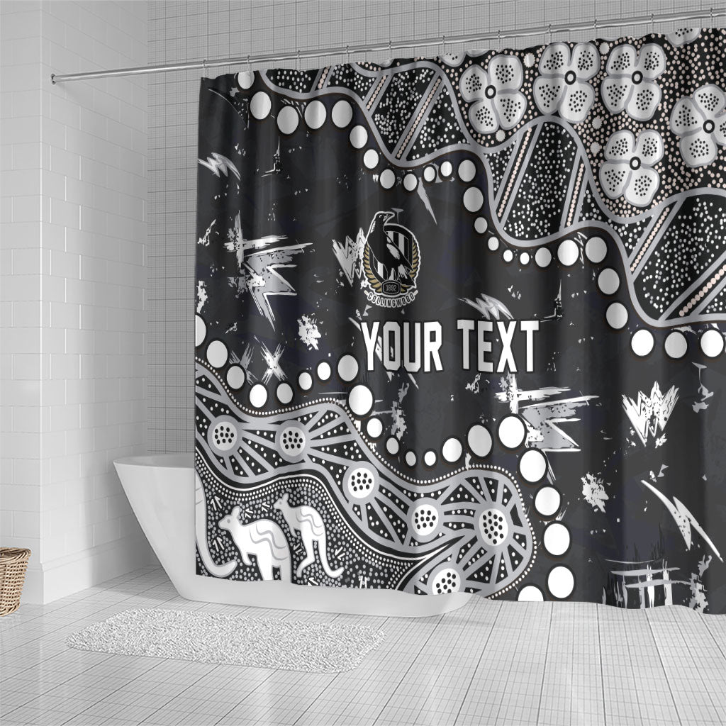 Personalized Collingwood Magpies Shower Curtain Aboriginal Pattern with Graffiti Style