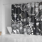 Personalized Collingwood Magpies Shower Curtain Aboriginal Pattern with Graffiti Style